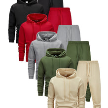 [Casual Hoodie Set] 5pcs Men's Hoodie and Jogger Set | Solid Color, Long Sleeve, Slightly Stretchy Knit Fabric, Drawstring Pants with Pockets, Suitable for Spring/Autumn Casual Sports Wear